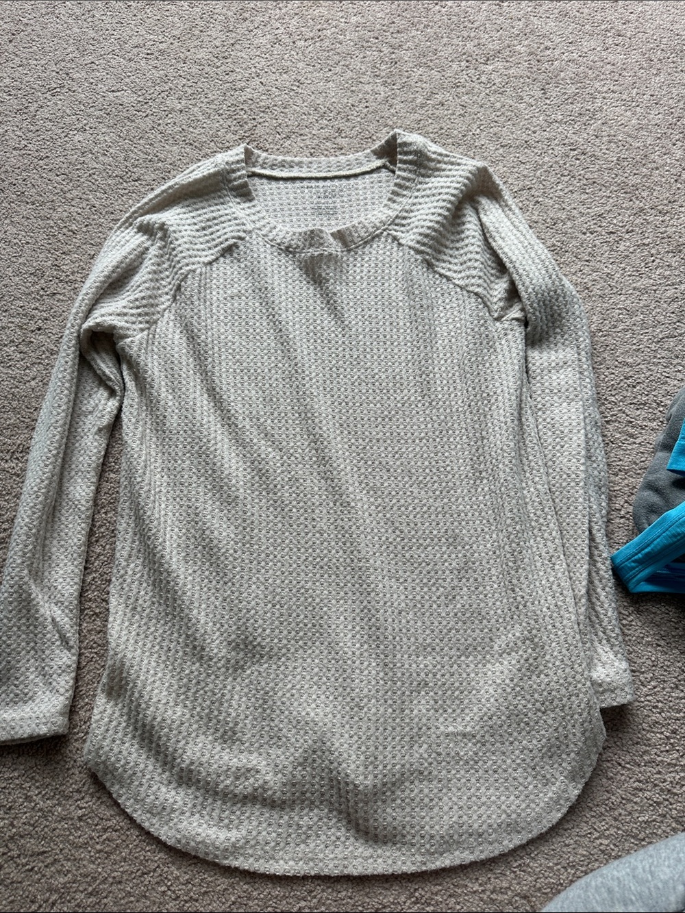 American Eagle Outfitters Cream Waffle-Knit Crewneck Sweater